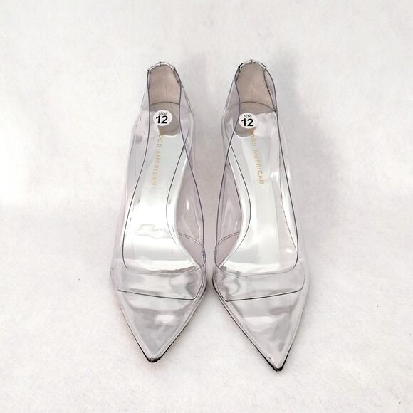 Good American Women Size 12 Cinderella Clear Silver Patent Stiletto Pump 4" Heel - Picture 2 of 8